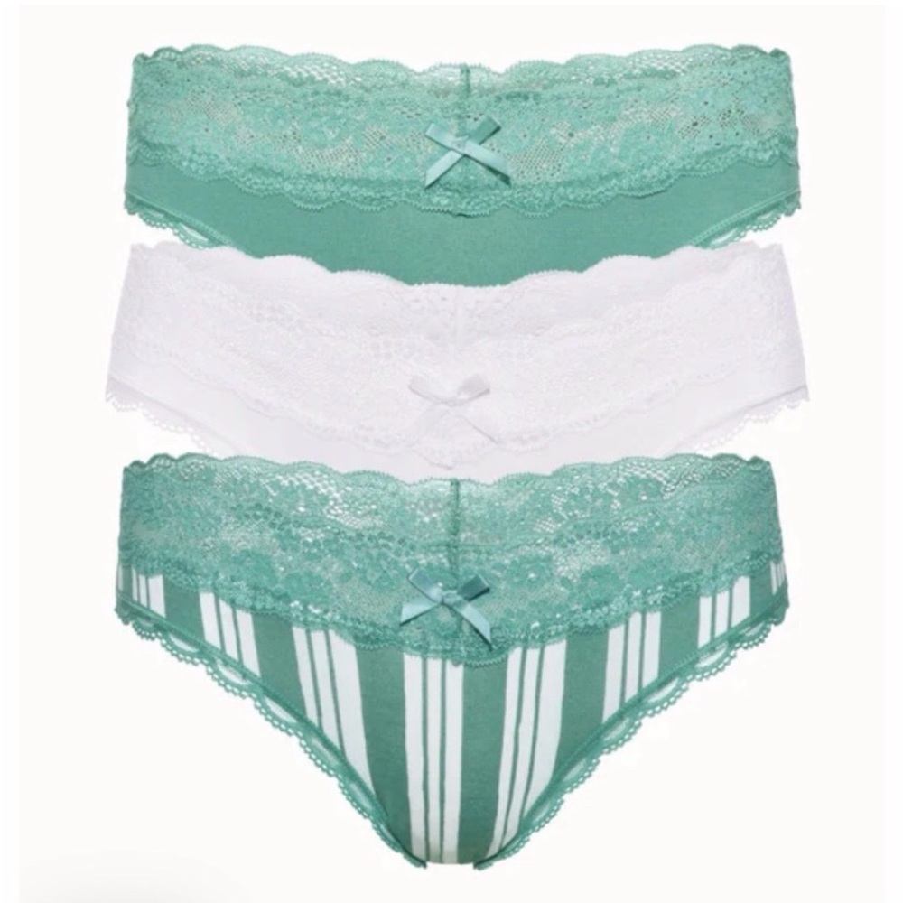 Honeydew 3-pack Intimates Lace Trim Panty Set - Cream and Teal